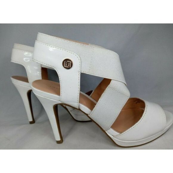 Liz Claiborne White LC Dapper open Toe Shoes Size 6M SANDAL High‎ Heels - Picture 1 of 12